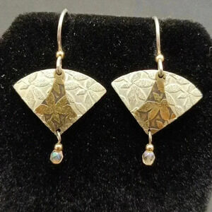 Sterling Silver Fan Shape Beaded Earrings